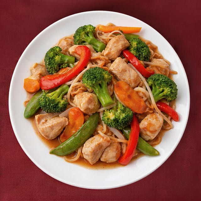 57. Sliced Chicken with Snow Peas & Mushroom.