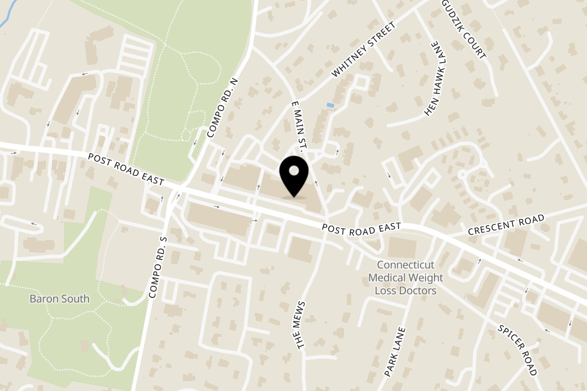 Map showing the location of Little Kitchen Of Westport on 423 Post Rd E in Westport